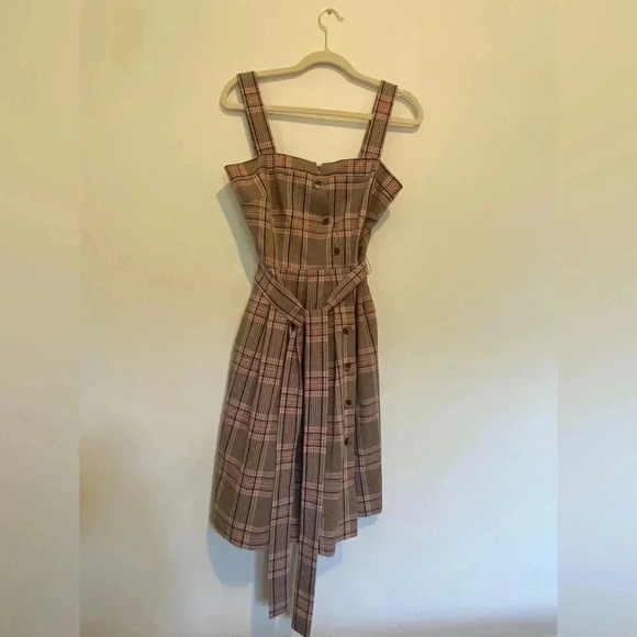 Gal Meets Glam Madison Plaid ButtonFront Sundress Sz 4 - Picture 4 of 8